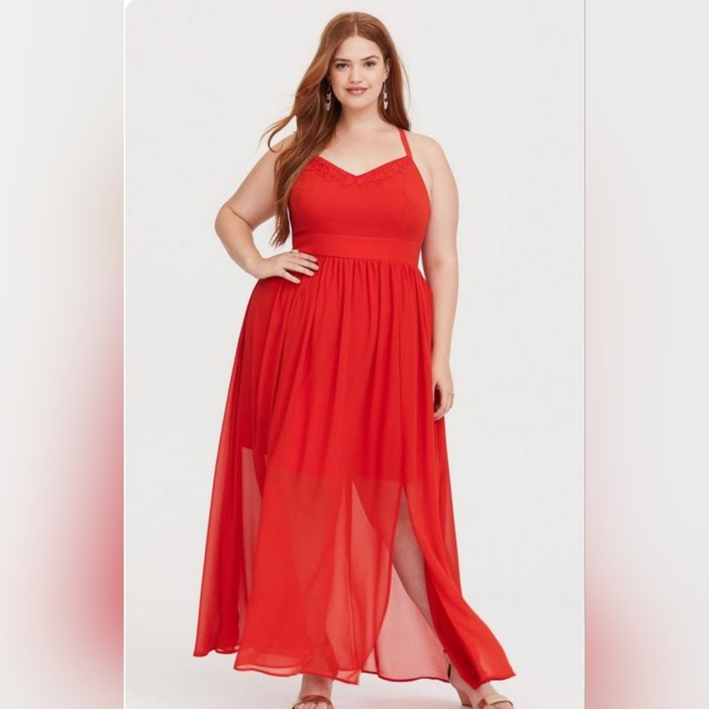 Torrid orange chiffon maxi dress